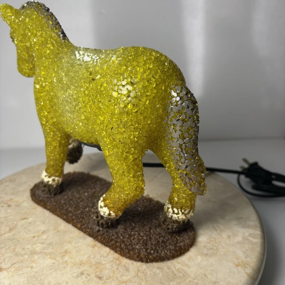 Vintage Beaded Plastic Horse Night Light Popcorn‎ Beads Green Pony Tabletop 9